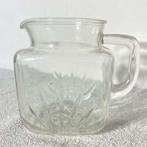 Vintage Federal Glass Square Clear Glass Star Burst Juice Pitcher